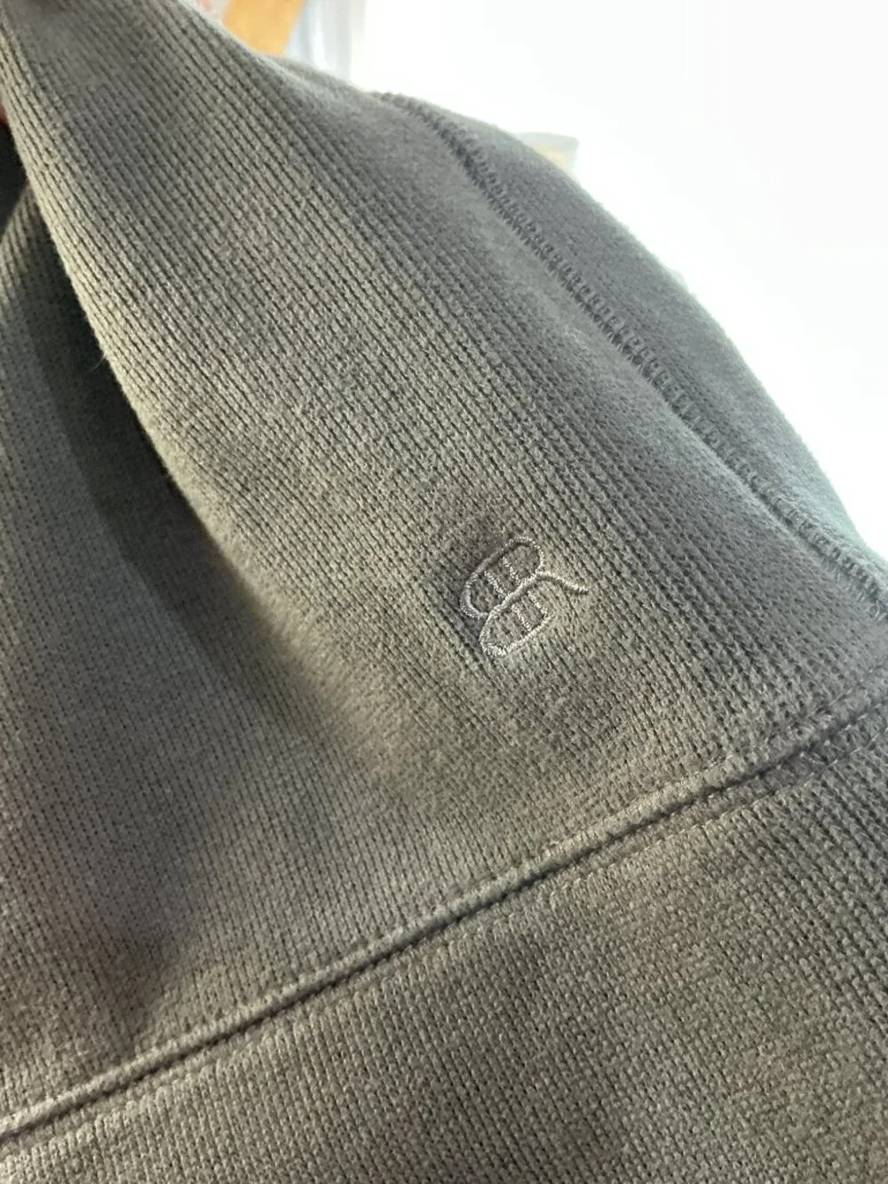 Banana Republic Men’s L Quarter Zip Pullover Cotton Blend Olive Gray